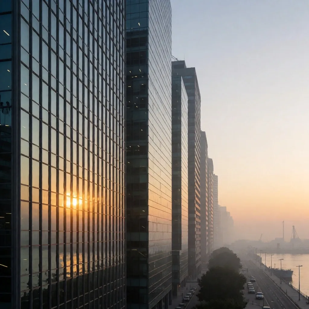 Niebla matinal sobre el puerto de Buenos Aires